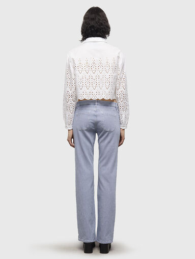 Short white shirt with broderie anglaise - 3