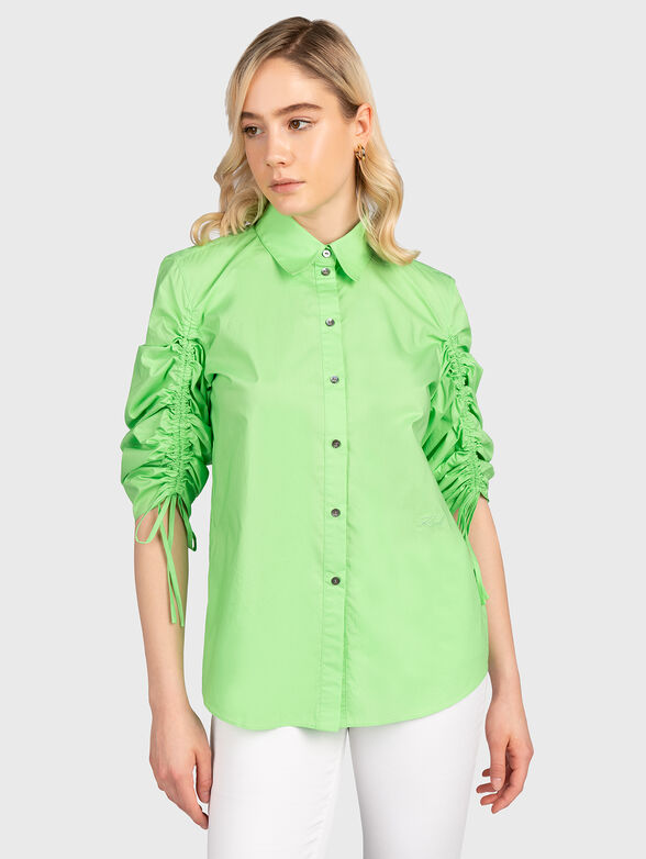 Poplin shirt with accent sleeves  - 1