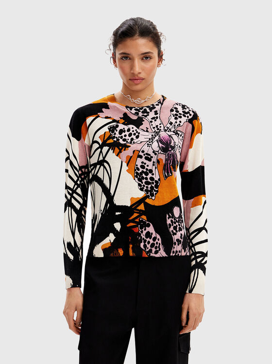 Sweater with multicolor print - 1