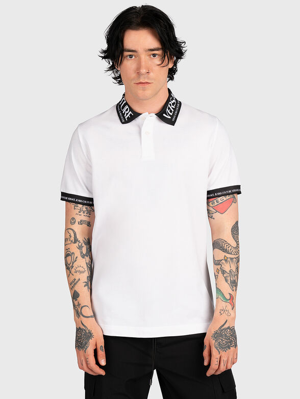 Black polo-shirt with contrasting collar - 1