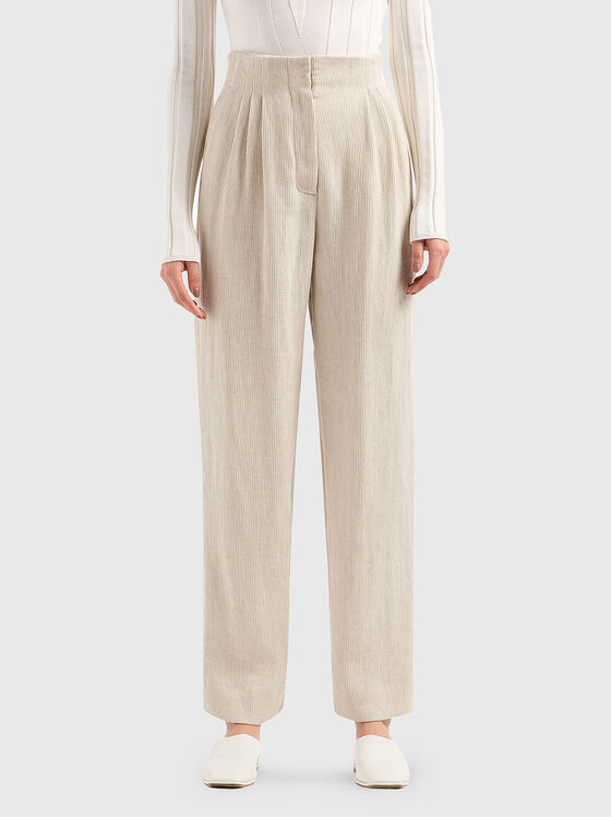 Pantaloni drepți cu pliuri - 1