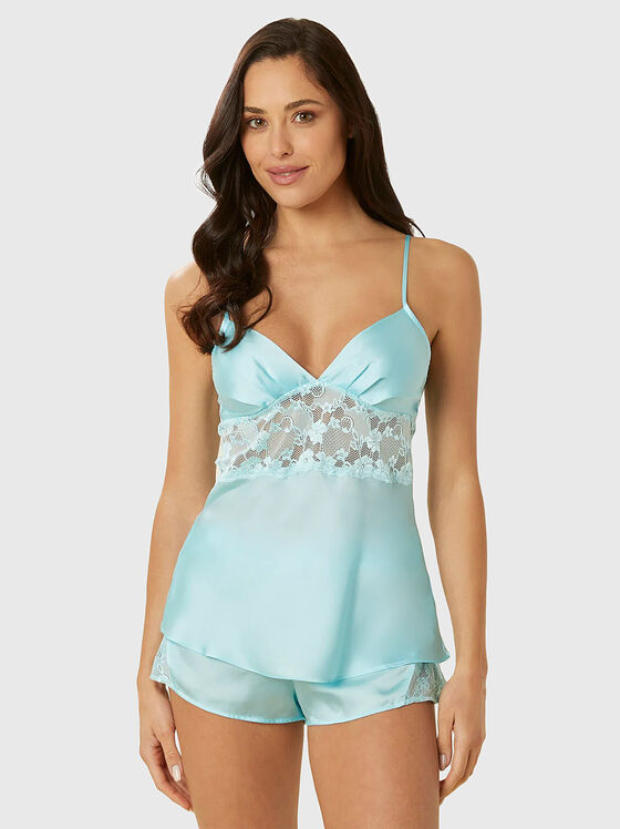 PRIMULA COLOR blue top wtih lace accents - 1