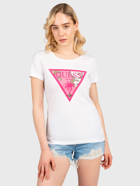 T-shirt with tropical logo print - 1