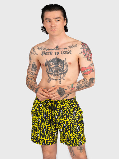 Multicolor beach shorts with logo inscriptions - 4
