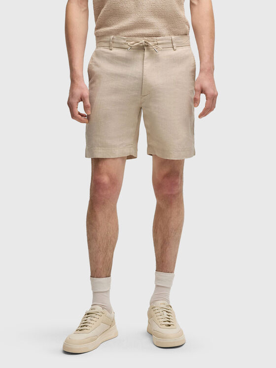 Pantaloni scurți din in cu șireturi  - 1