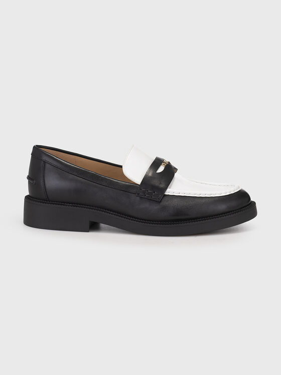 Mocasini din piele cu accent mini logo - 1