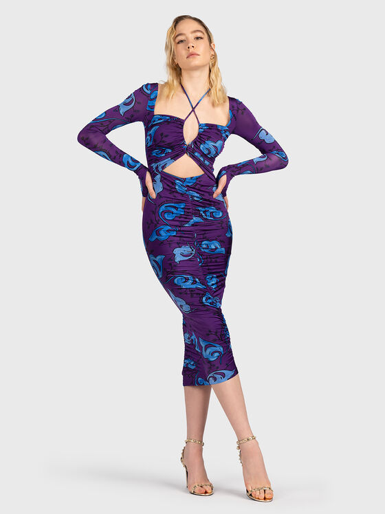 Purple dress with contrasting print - 1