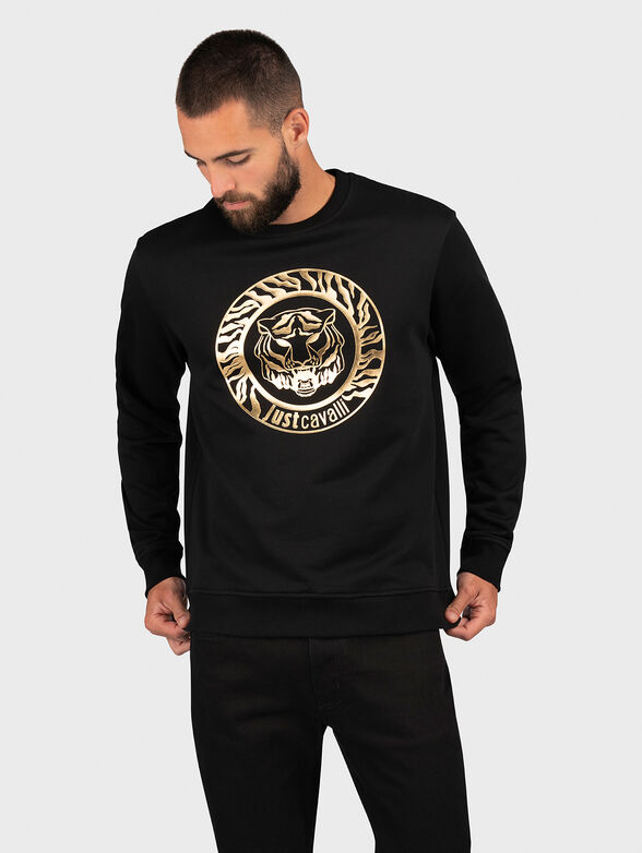 Black sweatshirt with contrast print  - 1