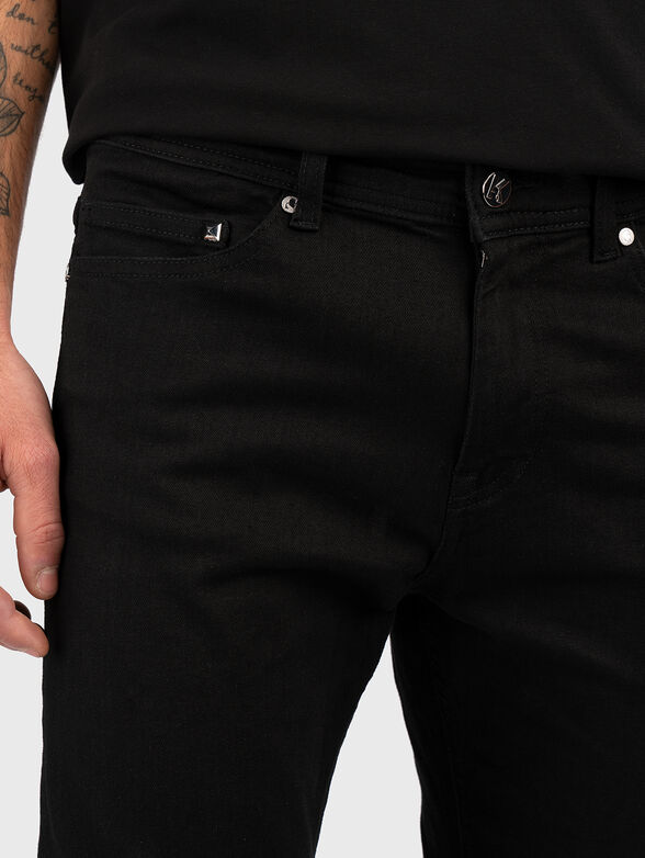 Black cotton blend jeans  - 4